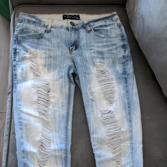 03 White Blue Ripped Jeans Seductions Sirens - Picture 6 of 13